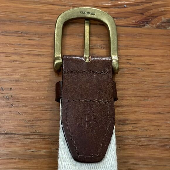 The Royal Standard TRS Black & Gold Ribbon Belt Brass Buckle Mens Size 38? - Picture 2 of 9